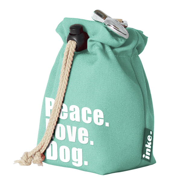 Inkepunkt. Leckerchenbeutel Peace.Love.Dog, Schrift mint / Aufdruck weiß