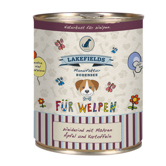 Lakefields Weiderind mit Zucchini für Welpen (Karton 6 Stück)