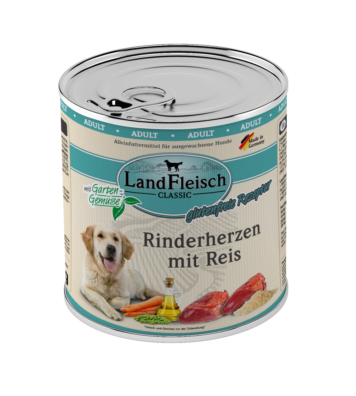 Landfleisch Dog Classic Rinderherzen mit Reis & Gartengemüse