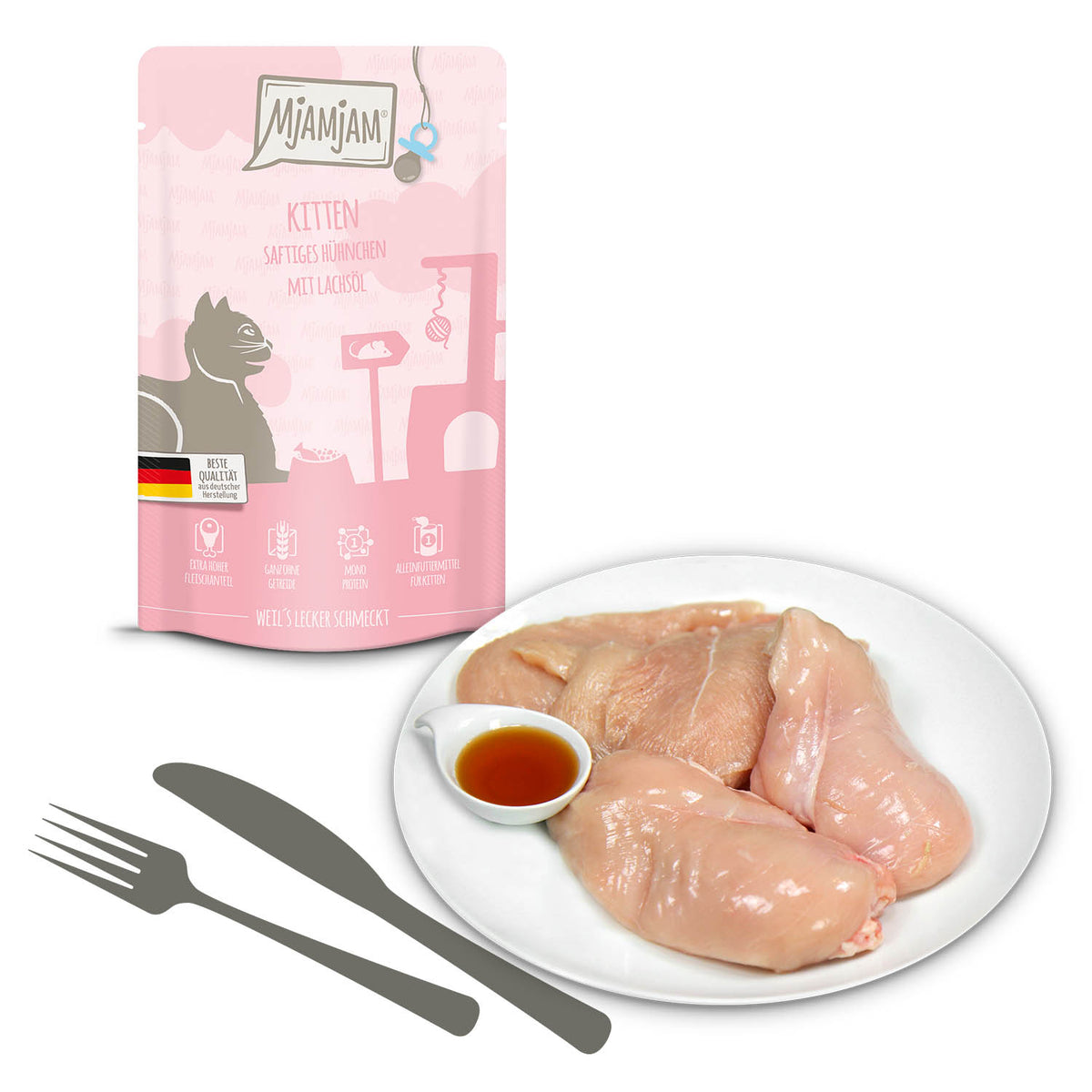 Mjamjam Katze Mahlzeit Kitten - Pouchie 125g