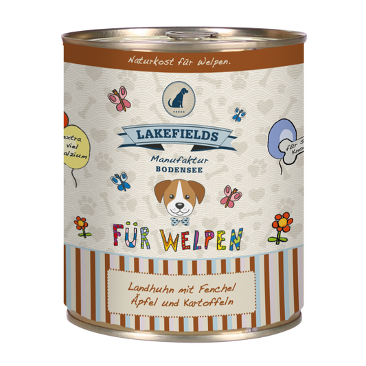 Lakefields Landhuhn mit Fenchel für Welpen (Karton 6 Stück)