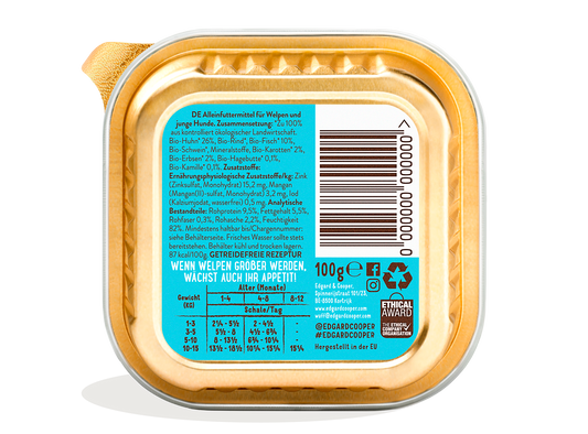Edgard & Cooper WELPE Bio-Huhn&Fisch mit Bio-Karotte 100g