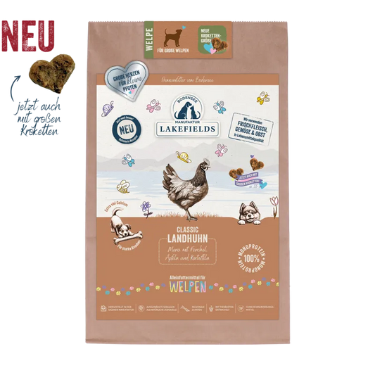 Lakefields Trockenfutter Landhuhn mit Fenchel, Äpfeln & Kartoffeln für große Welpen 2,5kg