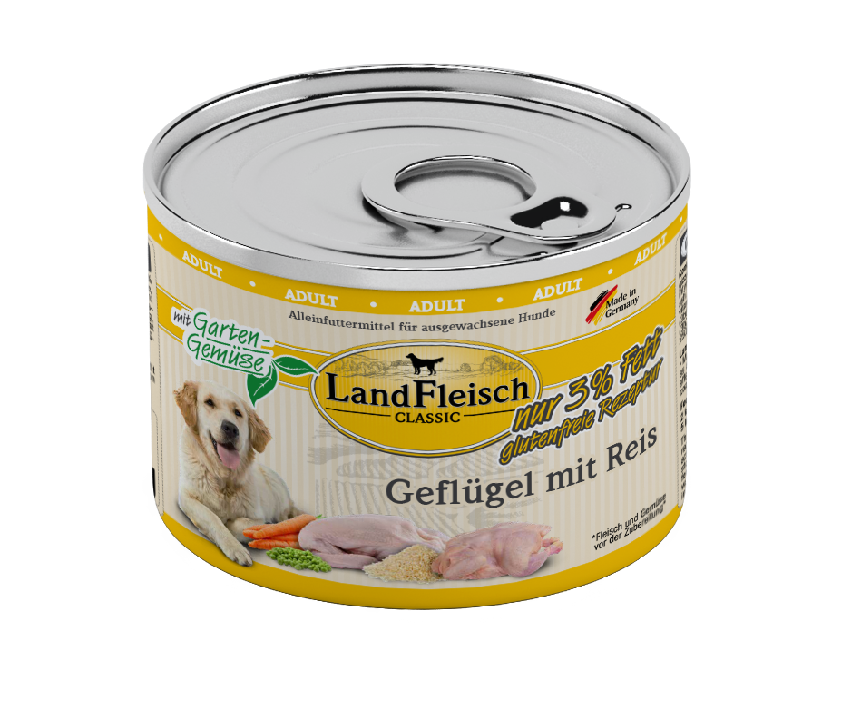 Landfleisch Dog Classic Geflügel mit Reis & Gartengemüse extra mager