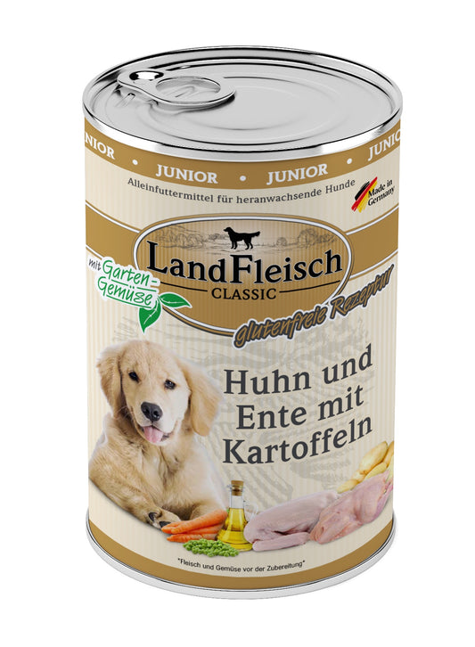 Landfleisch Dog Classic Junior Huhn, Ente & Kartoffeln mit Gartengemüse