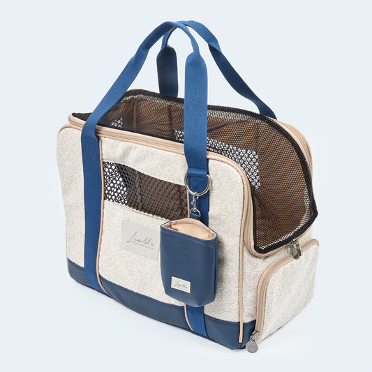 Leopold's Finest Flugtasche für Dackel und kleine Hunde mit orthopädischer Matratze beige