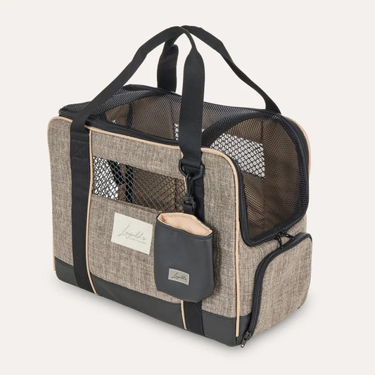 Leopold's Finest Flugtasche SkyBag für Dackel und kleine Hunde braun