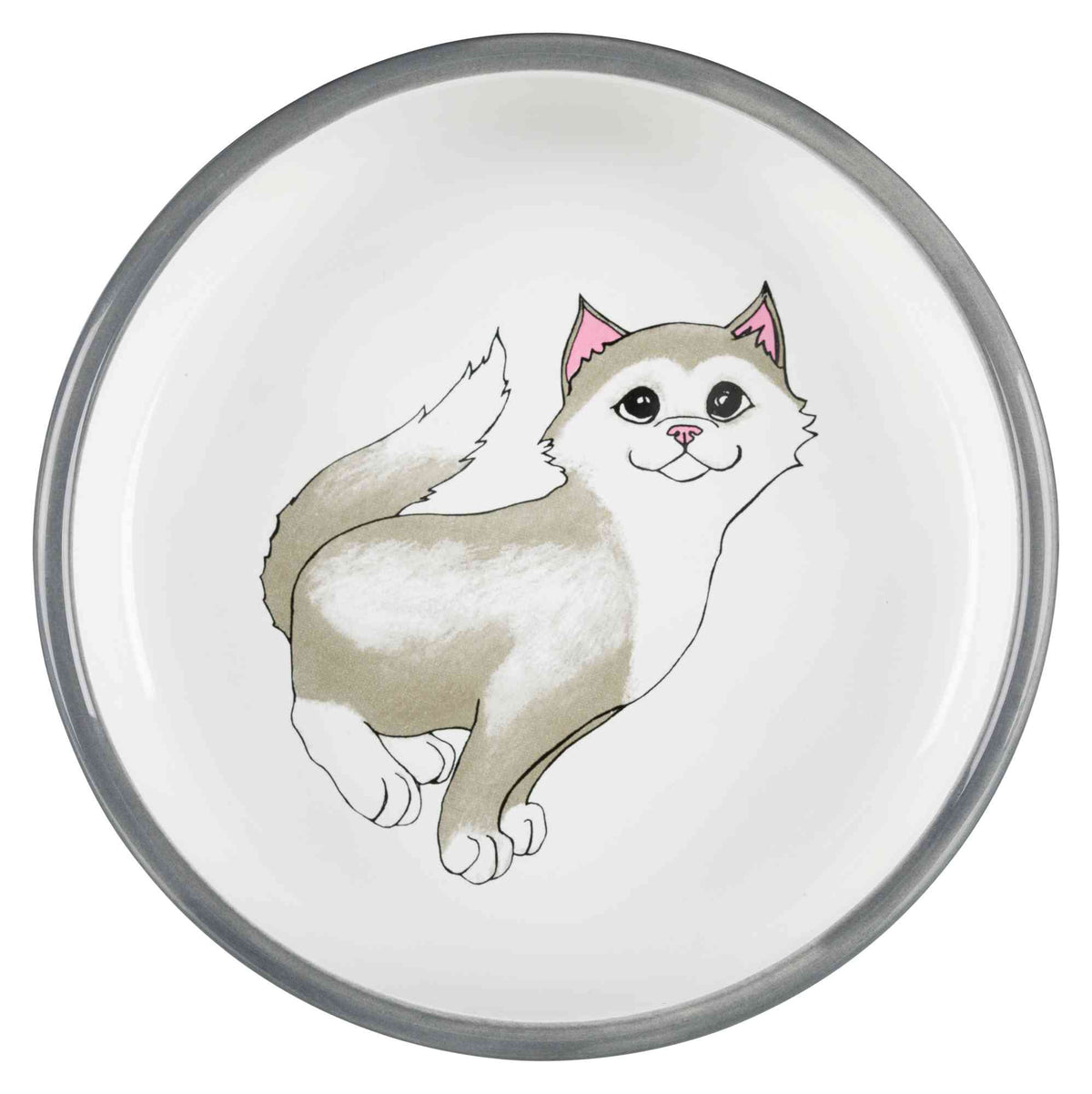 Trixie Keramiknapf, Katze, für kurznasige Rassen 0,3 l / ø 15cm, grau/weiß