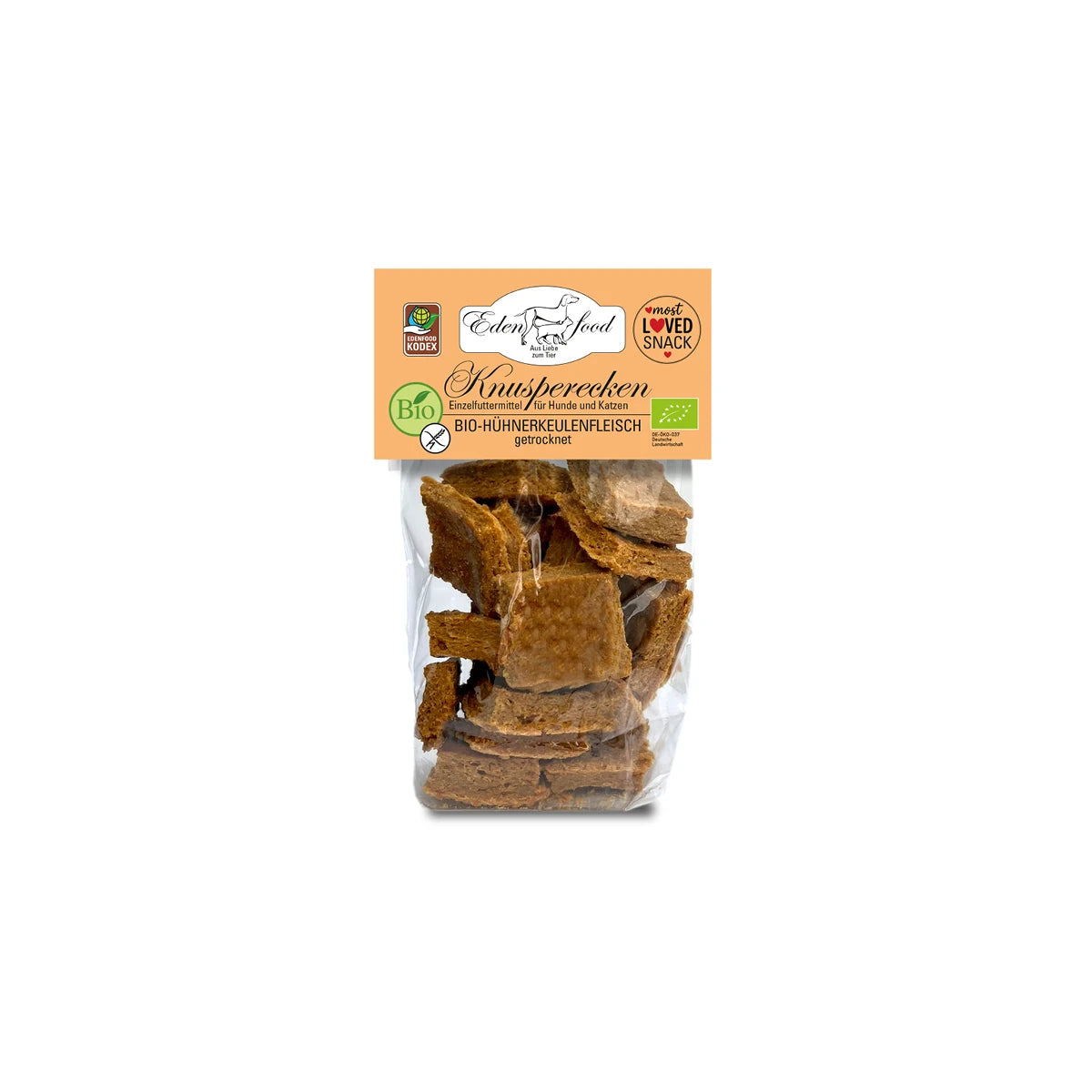 Edenfood Leckerli Knusperecken 100% Bio-Hühnerkeulenfleisch 100g