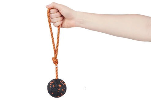 Non-stop dogwear Dog Ball on Rope orange/black