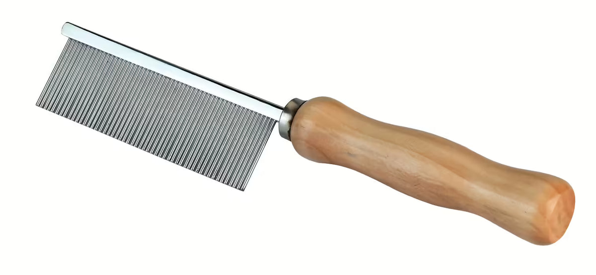 Kerbl Fellkamm fein gezahnt mit Holzgriff