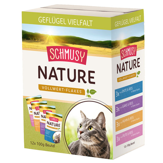 Schmusy Nature Vollwert-Flakes in Sauce Multibox 12x100g
