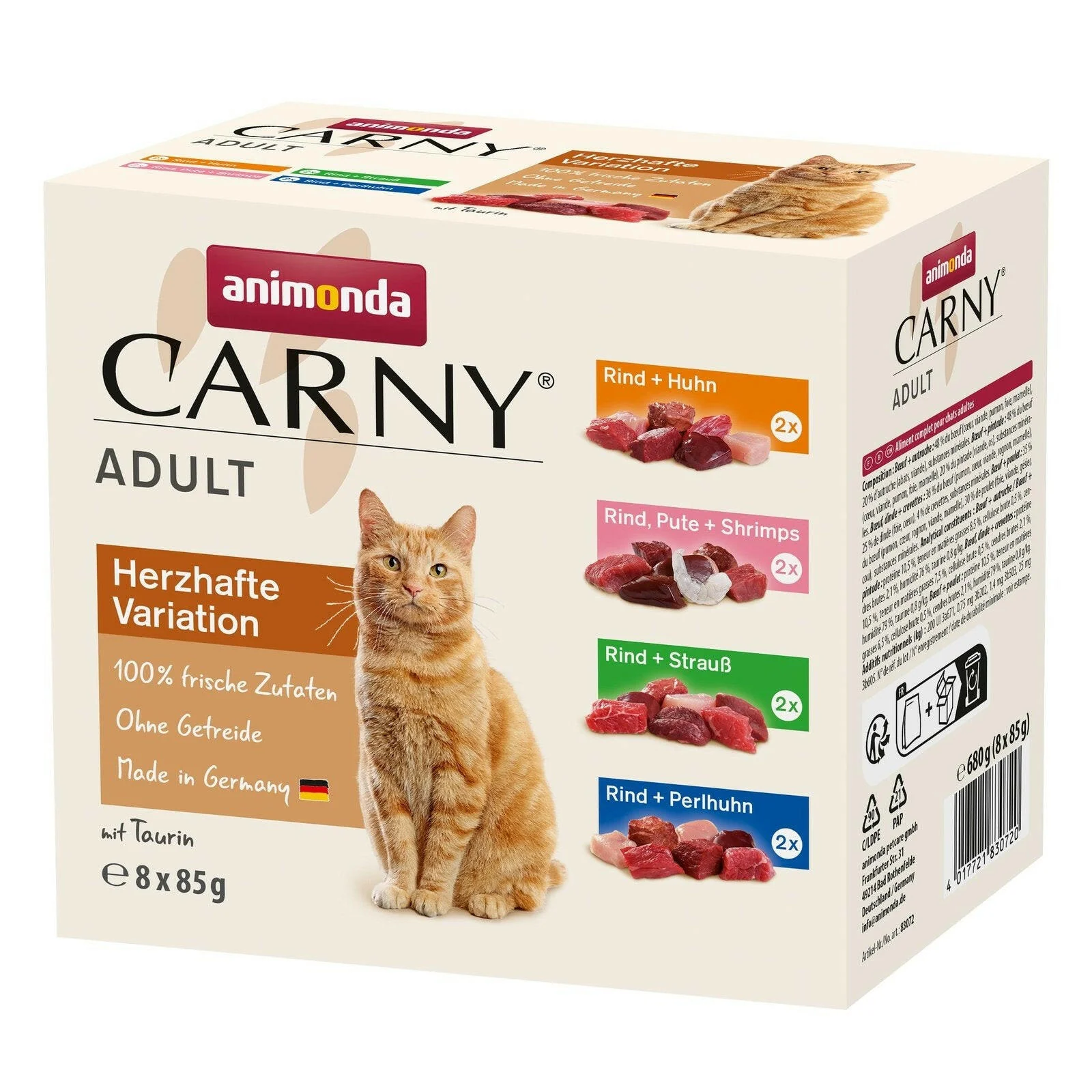 Animonda Katze Carny Pouch Herzhafte Variante 85gx8 Multipack