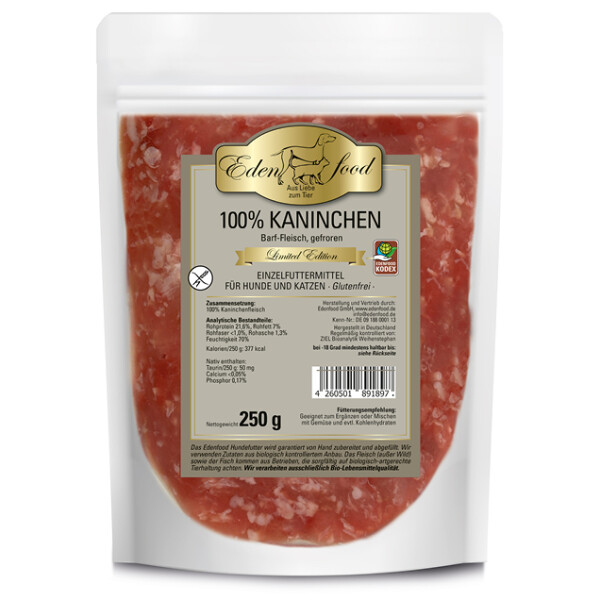 Edenfood 100% BARF Kaninchenfleisch - Limited Edition 250g