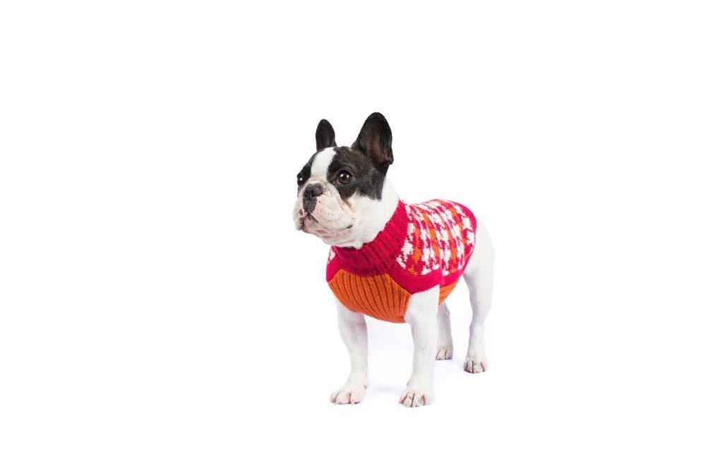 Alqo Wasi Hunde-Pullover Pied de Poule Fuchsia - XS